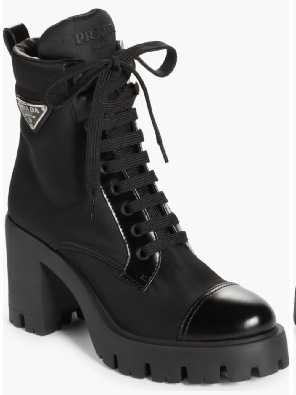 NIB Women Prada New Brixxen Re-Nylon Combat Boot Black Size 6